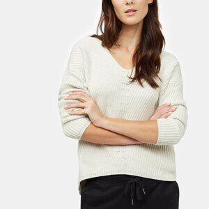Tentree Women's Highline Organic Cotton V-neck Sweater Size S Ivory